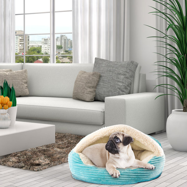 Tucker Murphy Pet™ Burton Corduroy Sherpa Lined Cave Hooded Dog Bed